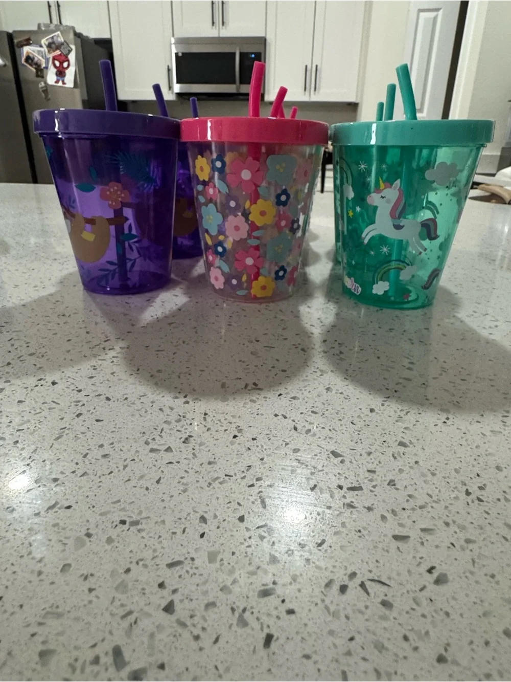 10 Colorful Reusable Party Tumbler Cups with Lids & Straws - Purple, Pink, Teal